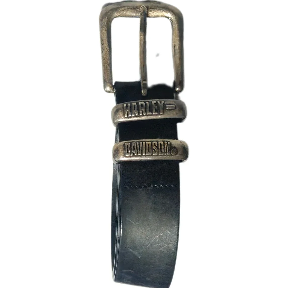 Harley Davidson Belt Mens 40 Black Leather Silver Logo Keepers 97614-00V USA